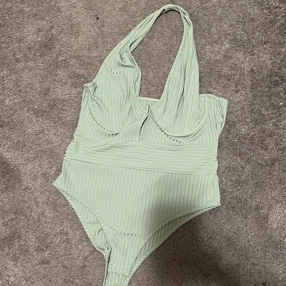 mint green over the neck , underwire bodysuit